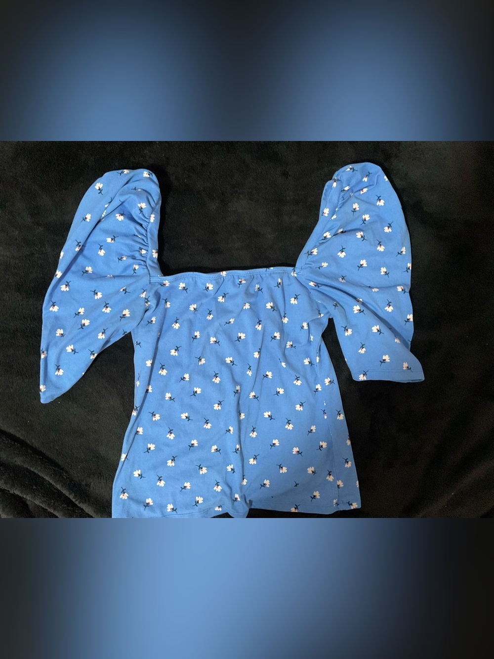 Socialite Blue Puff Sleeve Floral Blouse